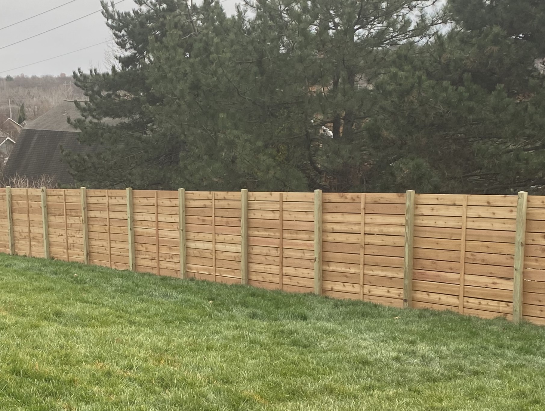 horizontal wood fence, semi privacy